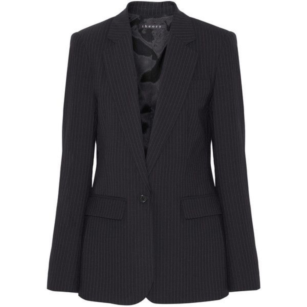 Theory Black Pinstripe Blazer